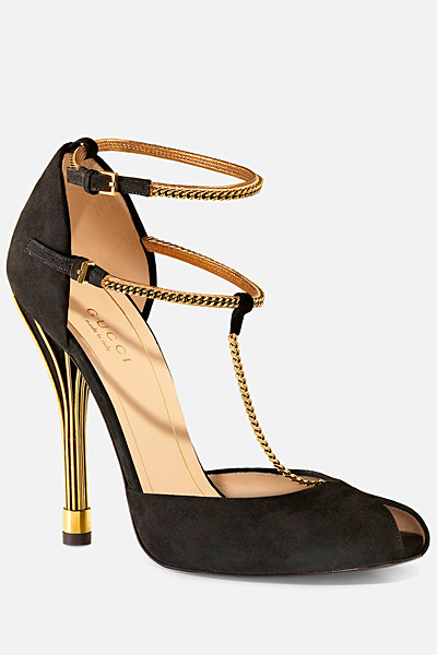 Високи сандали в черно с верижки Gucci Лято 2012