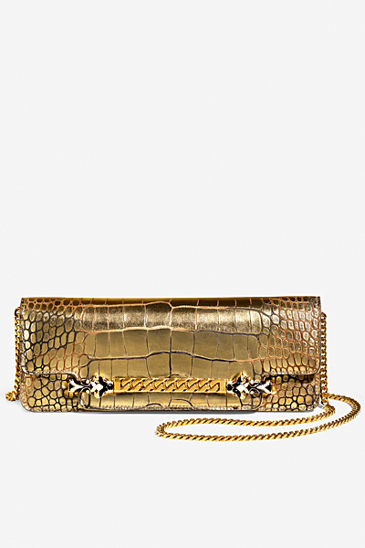 Продълговата малка чанта златиста кожа на люспи Gucci за Пролет-лято 2012