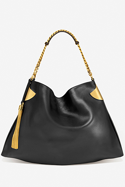 Голяма черна чанта гладка кожа Gucci за Пролет-лято 2012