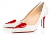 Бели обувки с червено сърце и среден ток 2015