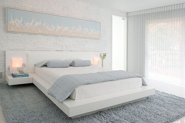 спалня в бяло и сиво