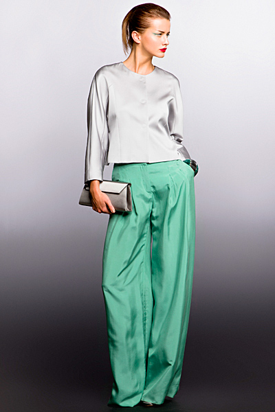 Широк панталон цвят тюркоаз и сребрист топ Giorgio Armani круиз 2013