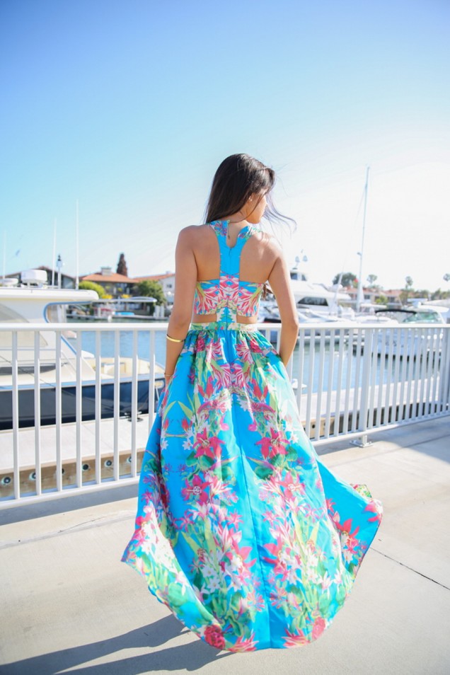 Секси красива цветна дълга рокля лято 2015