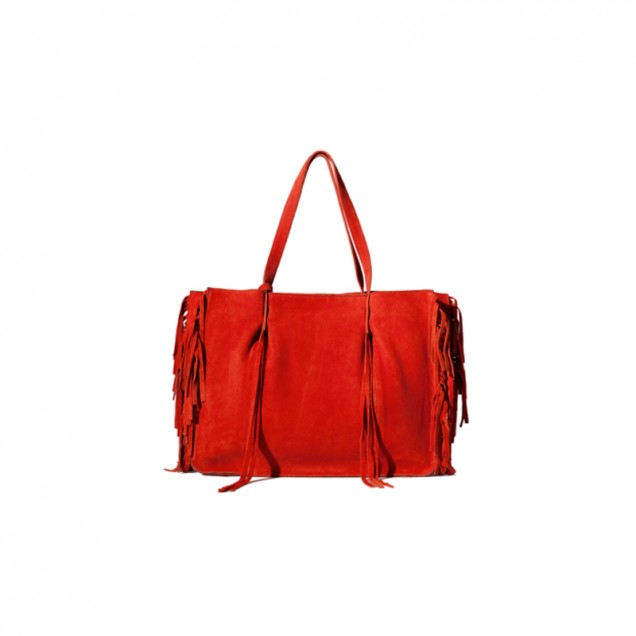 Елегантна червена чанта с ресни есен 2015