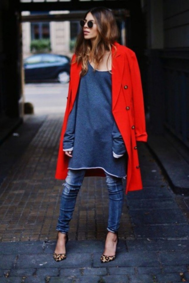 Зимно палто в червено 2015