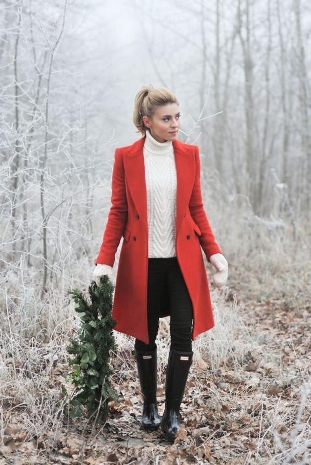 Модерно червено палто