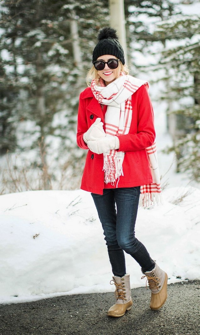 Червено зимно палто