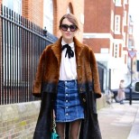Къса дънкова пола комбинирана с ефектно палто 2016