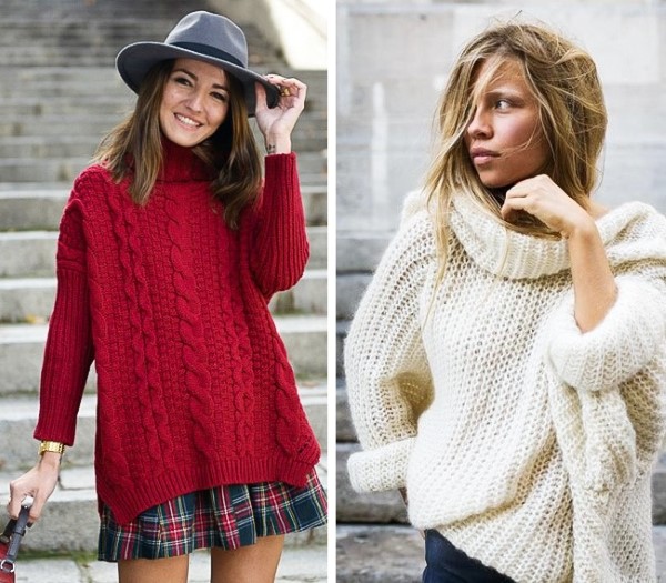 Широки плетени пуловери зима 2016