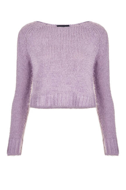 Плетен къс пуловер