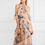Красива флорална рокля с голи рамене лято 2017