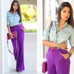 лилав панталон с бледо зелена риза